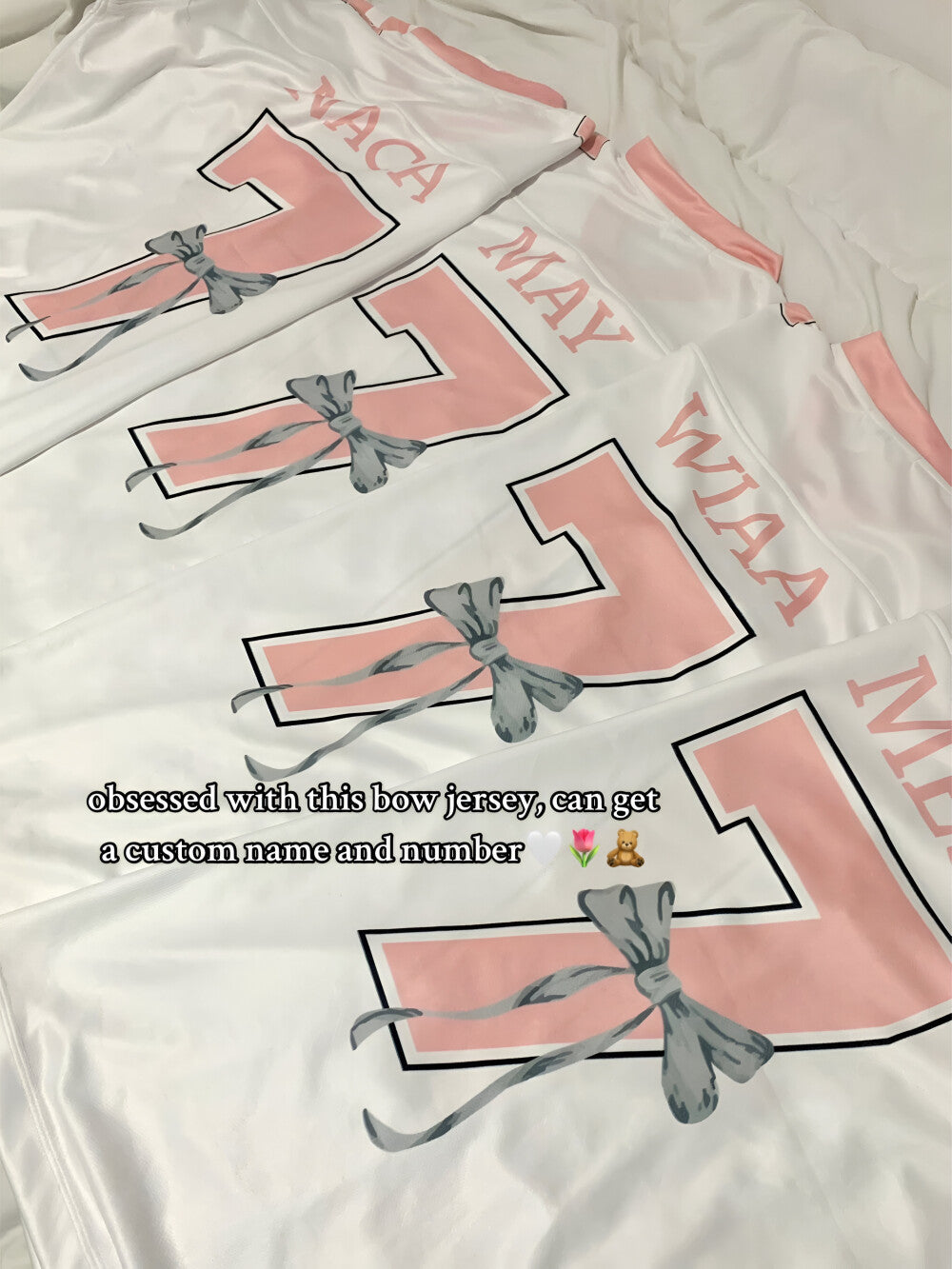 Custom Coquette Jersey, White Pink Custom Jersey, Personalized Bloom Jersey, Women Custom Name Number Jersey, Gift For Women