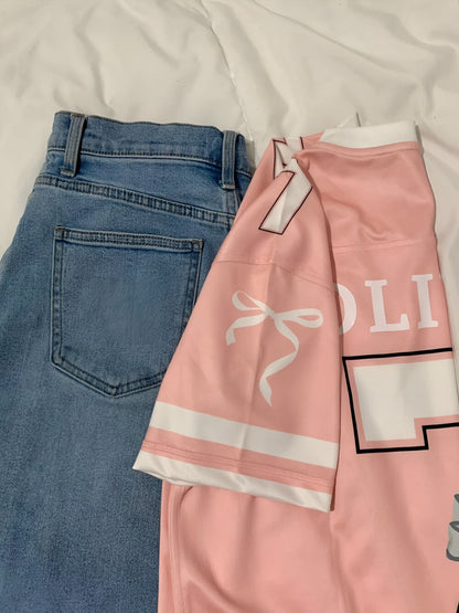 Custom Coquette Jersey, White Pink Custom Jersey, Personalized Bloom Jersey, Women Custom Name Number Jersey, Gift For Women