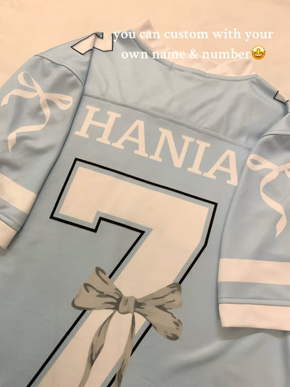 Custom Coquette Jersey, White Blue Custom Jersey, Personalized Bloom Jersey, Women Custom Name Number Jersey, Gift For Women
