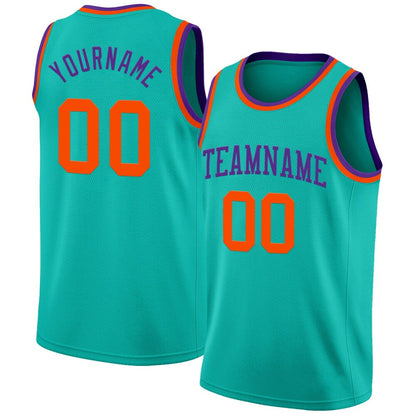 Custom Aqua Orange-Purple High-quality Basketball Jersey