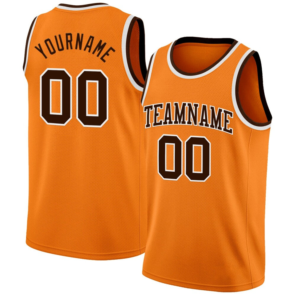 Custom Bay Orange Brown-White High-quality Basketball Jersey