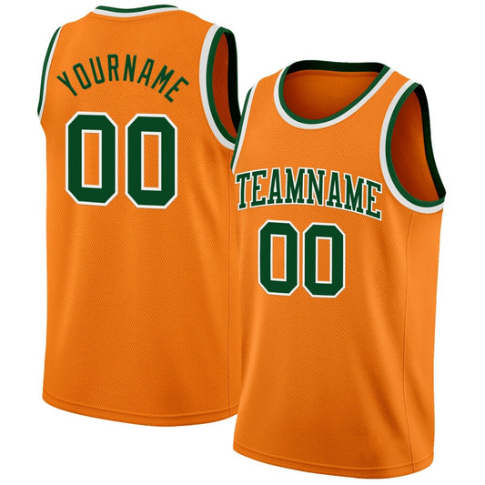 Custom Bay Orange Green-White High-quality Basketball Jersey