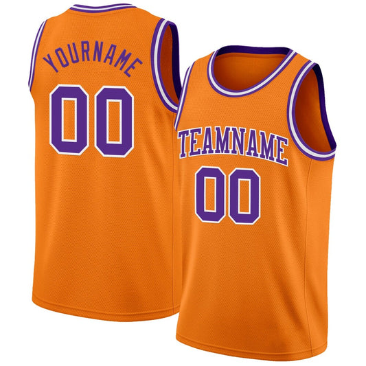 Custom Bay Orange Purple-White High-quality Basketball Jersey