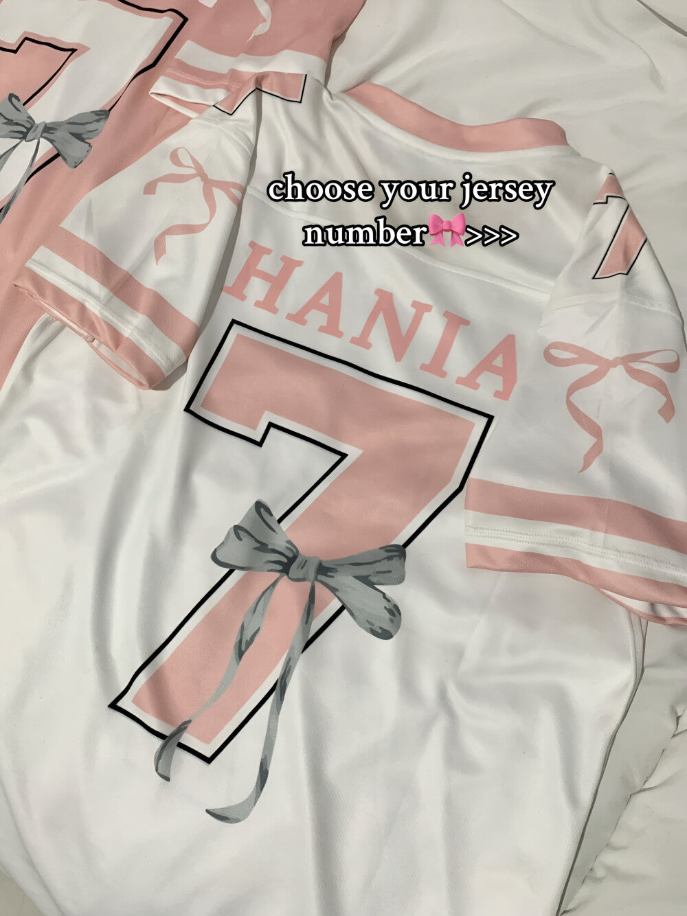 Custom Coquette Jersey, White Pink Custom Jersey, Personalized Bloom Jersey, Women Custom Name Number Jersey, Gift For Women