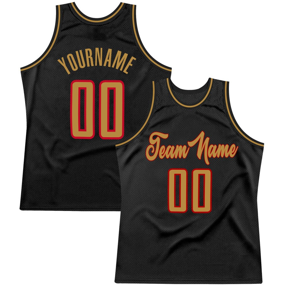 Custom Black Old Gold-Red High-quality Throwback Basketball Jersey
