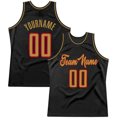 Custom Black Old Gold-Red High-quality Throwback Basketball Jersey