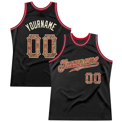 Custom Black Camo-Red High-quality Throwback Basketball Jersey