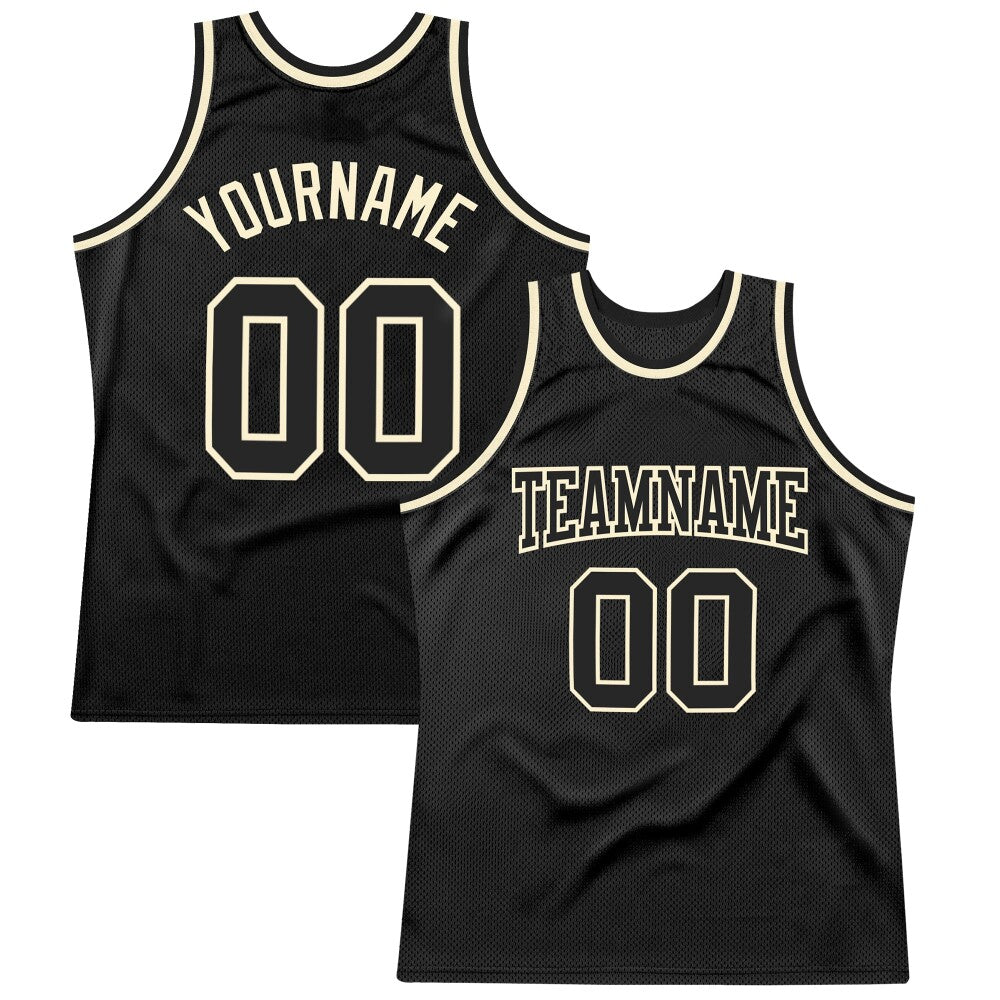 Custom Black Black-Cream High-quality Throwback Basketball Jersey