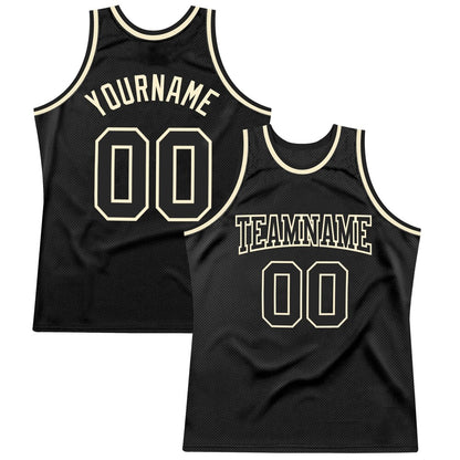 Custom Black Black-Cream High-quality Throwback Basketball Jersey
