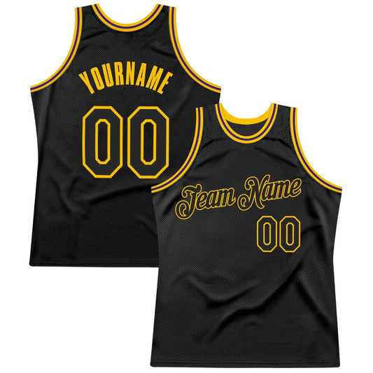 Custom Black Black Gold-Purple High-quality Throwback Basketball Jersey