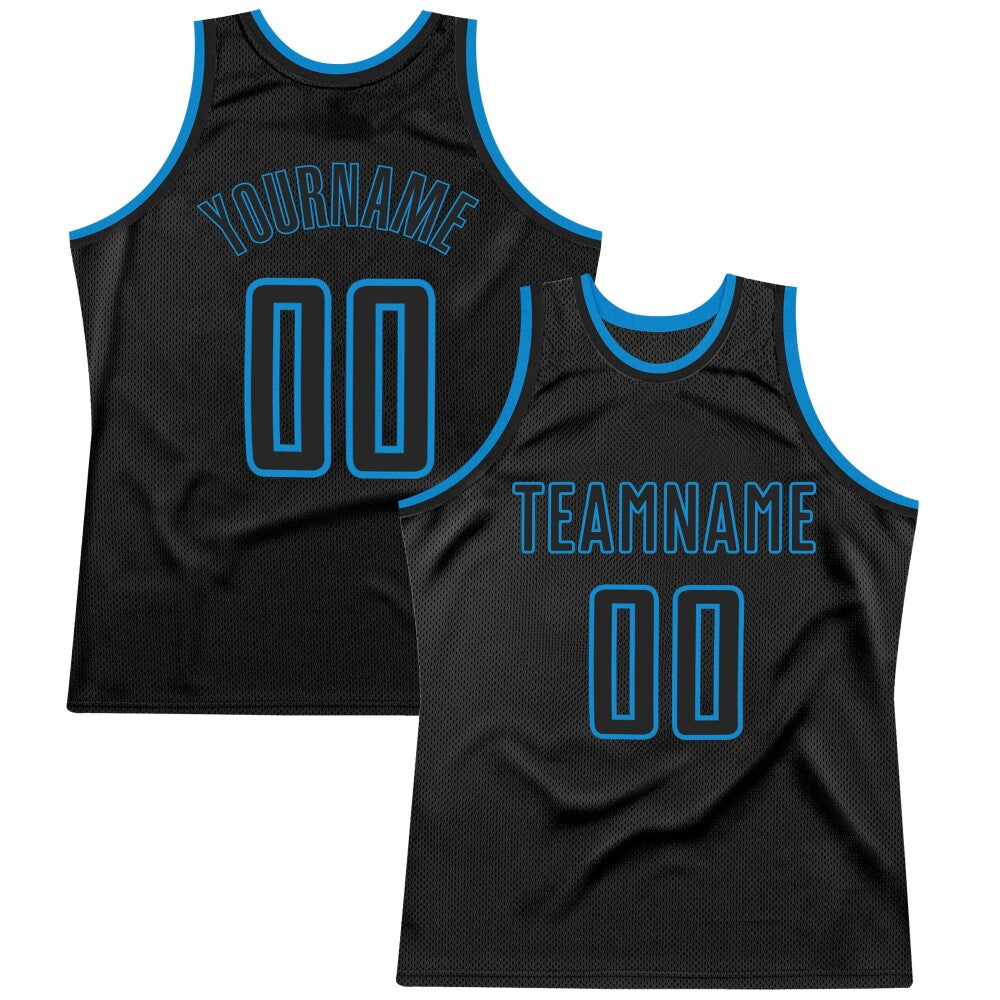 Custom Black Black-Blue High-quality Throwback Basketball Jersey