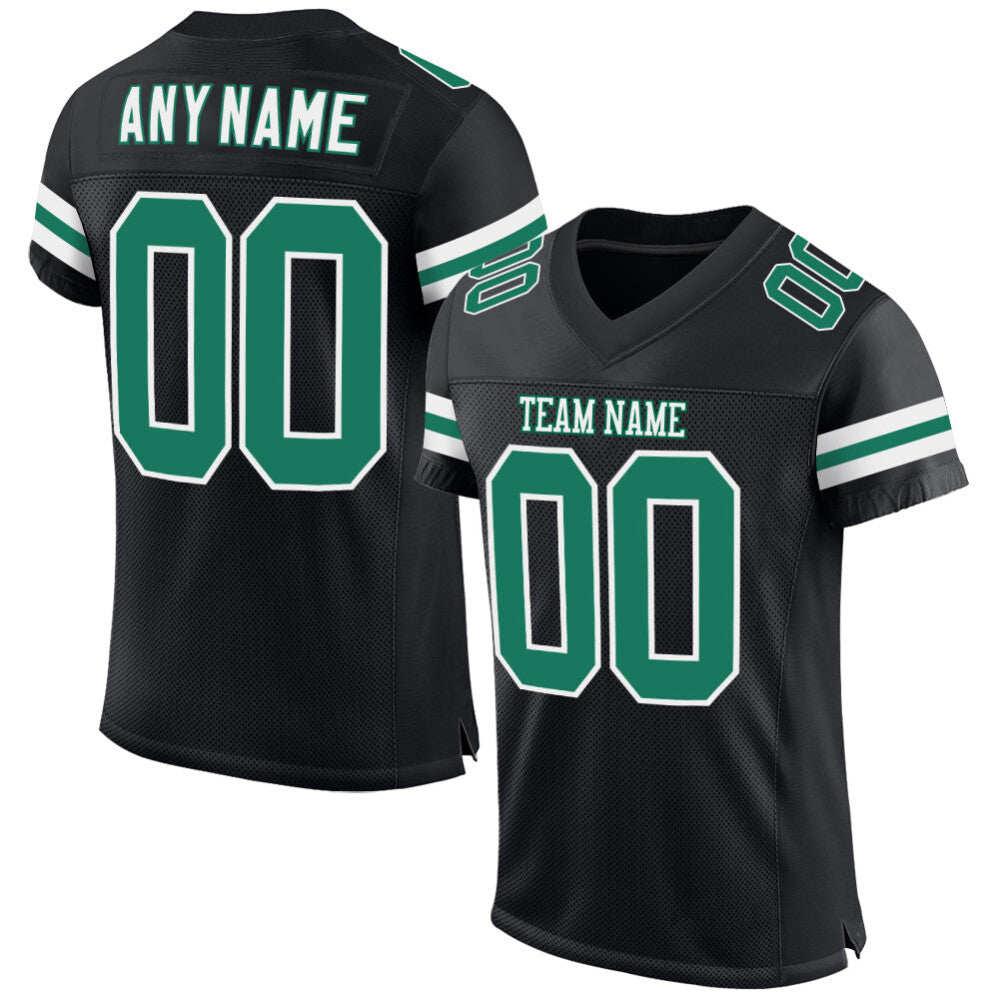 Custom Black Kelly Green-White Mesh High-quality Football Jersey