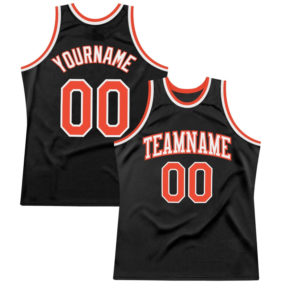 Custom Black Orange-White High-quality Throwback Basketball Jersey