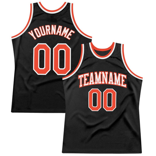 Custom Black Orange-White High-quality Throwback Basketball Jersey
