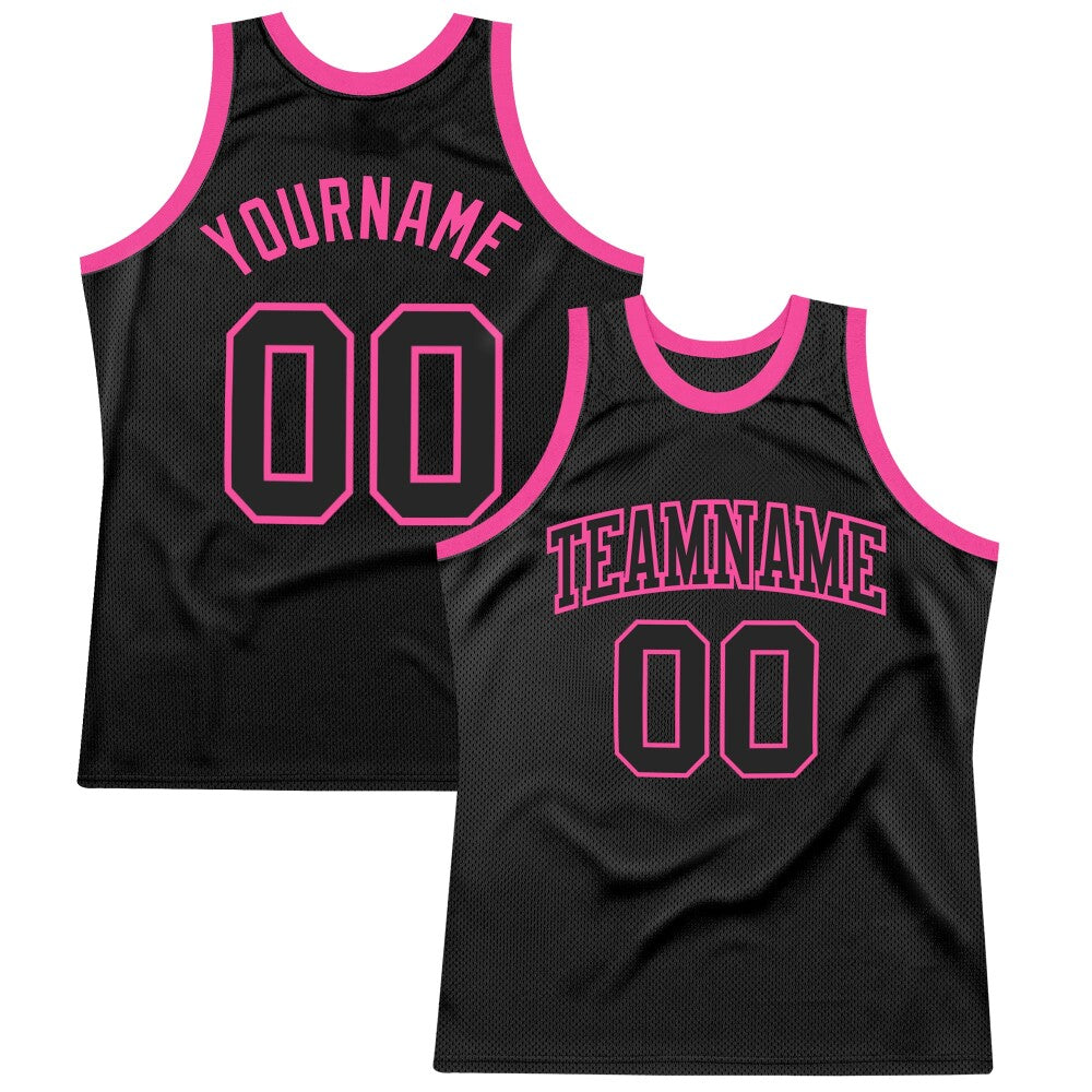 Custom Black Black-Pink High-quality Throwback Basketball Jersey