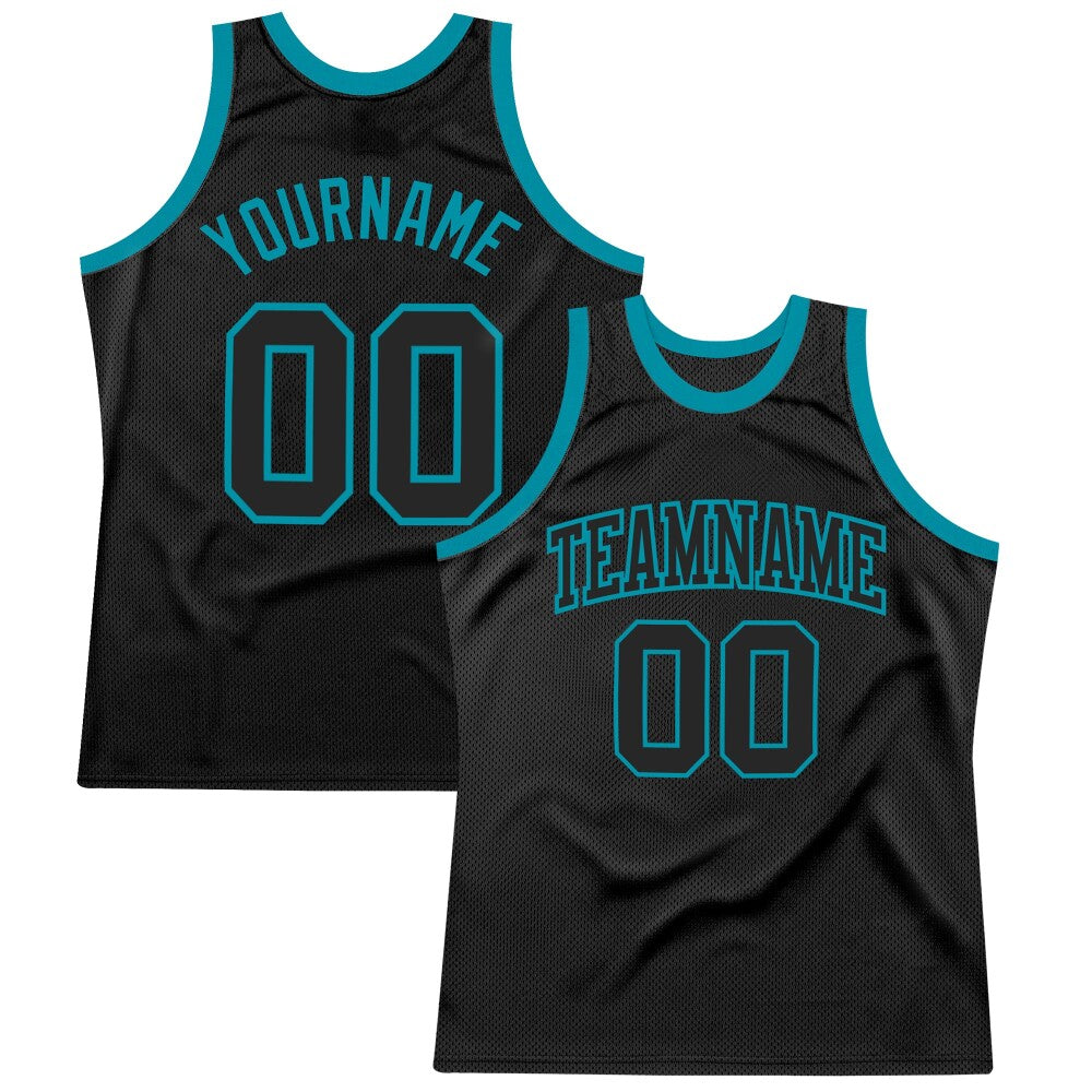 Custom Black Black-Teal High-quality Throwback Basketball Jersey