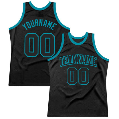 Custom Black Black-Teal High-quality Throwback Basketball Jersey