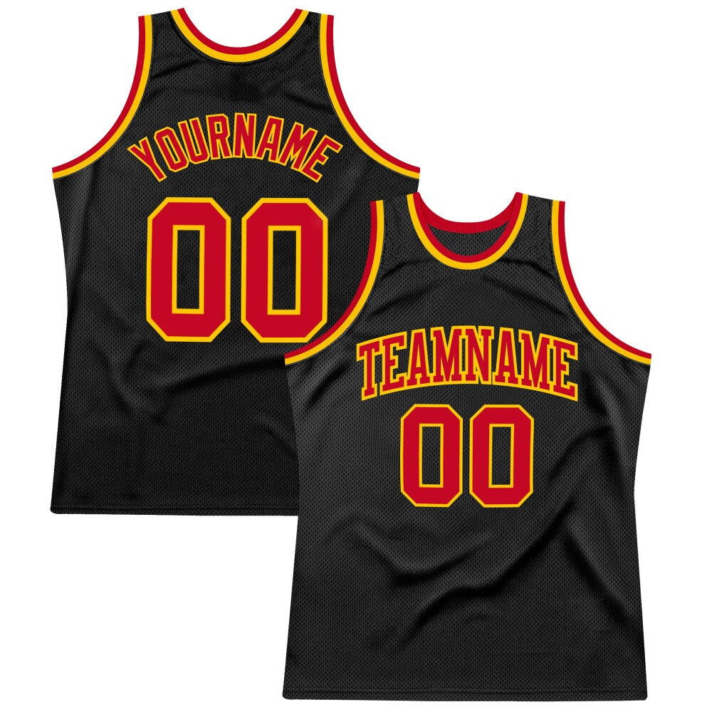 Custom Black Red-Gold High-quality  Throwback Basketball Jersey