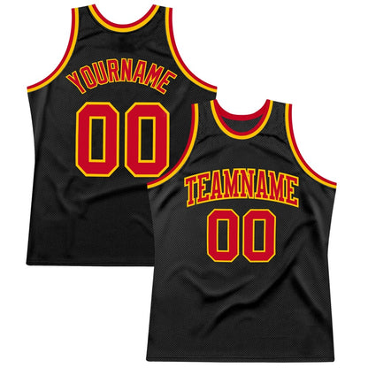 Custom Black Red-Gold High-quality  Throwback Basketball Jersey