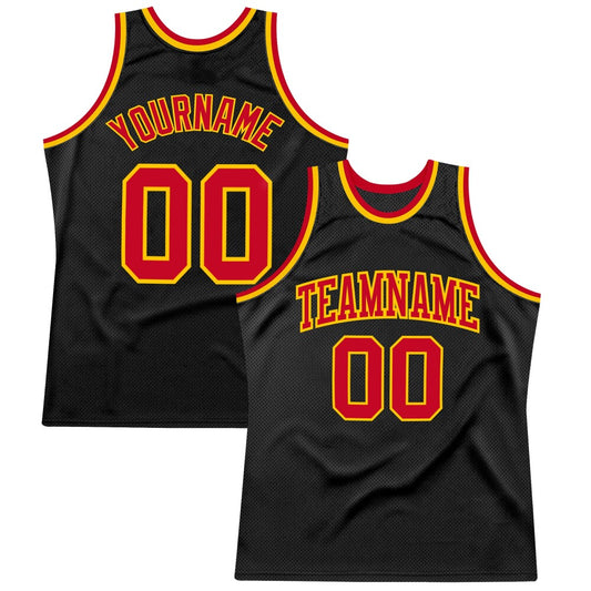 Custom Black Red-Gold High-quality  Throwback Basketball Jersey