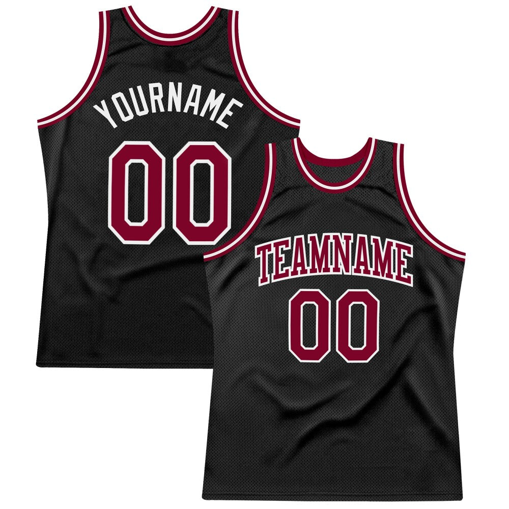 Custom Black Maroon-White High-quality Throwback Basketball Jersey