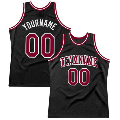 Custom Black Maroon-White High-quality Throwback Basketball Jersey