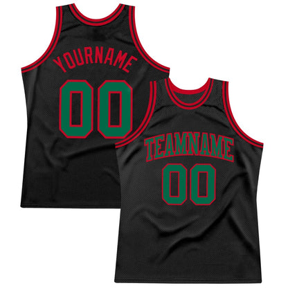 Custom Black Kelly Green-Red High-quality Throwback Basketball Jersey