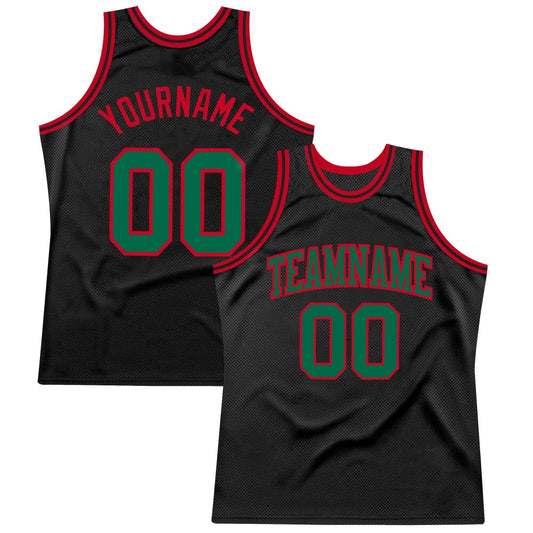 Custom Black Kelly Green-Red High-quality Throwback Basketball Jersey