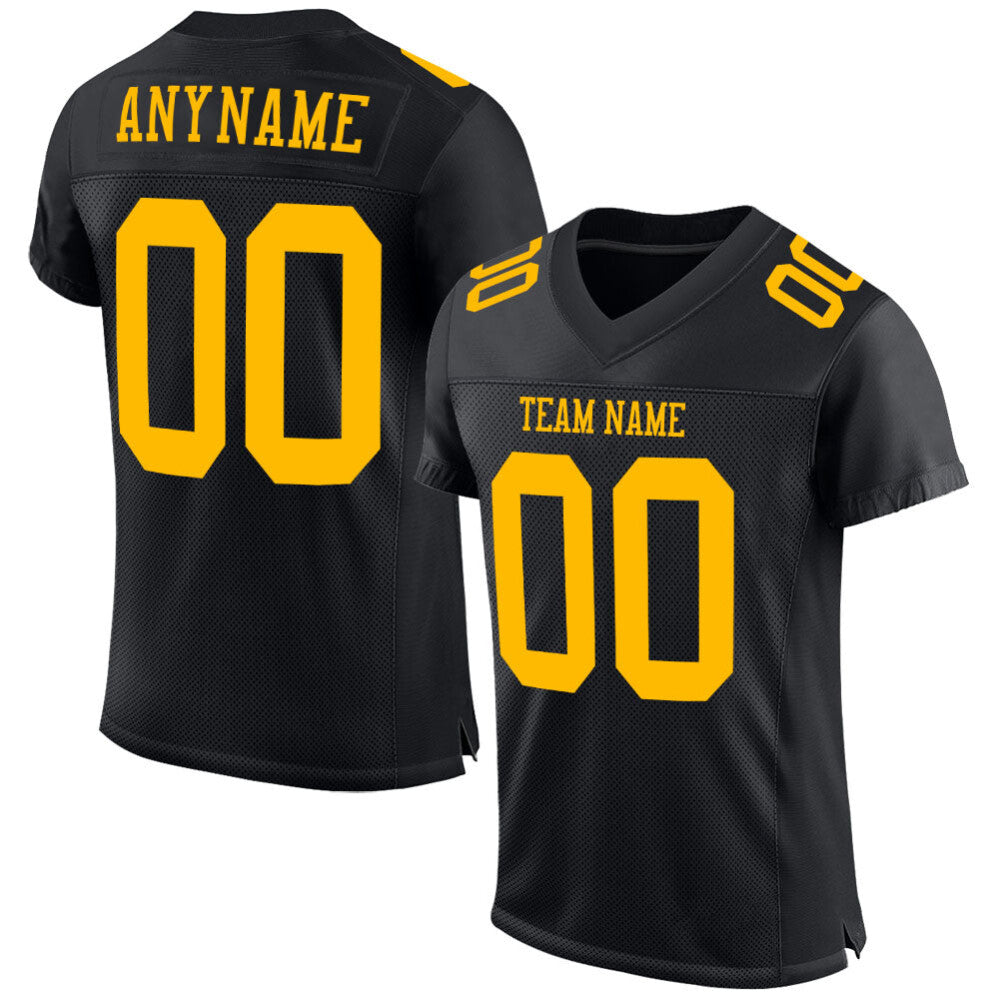 Custom Black Gold Mesh High-quality Football Jersey