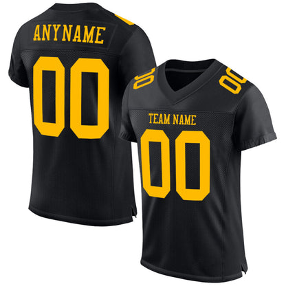 Custom Black Gold Mesh High-quality Football Jersey