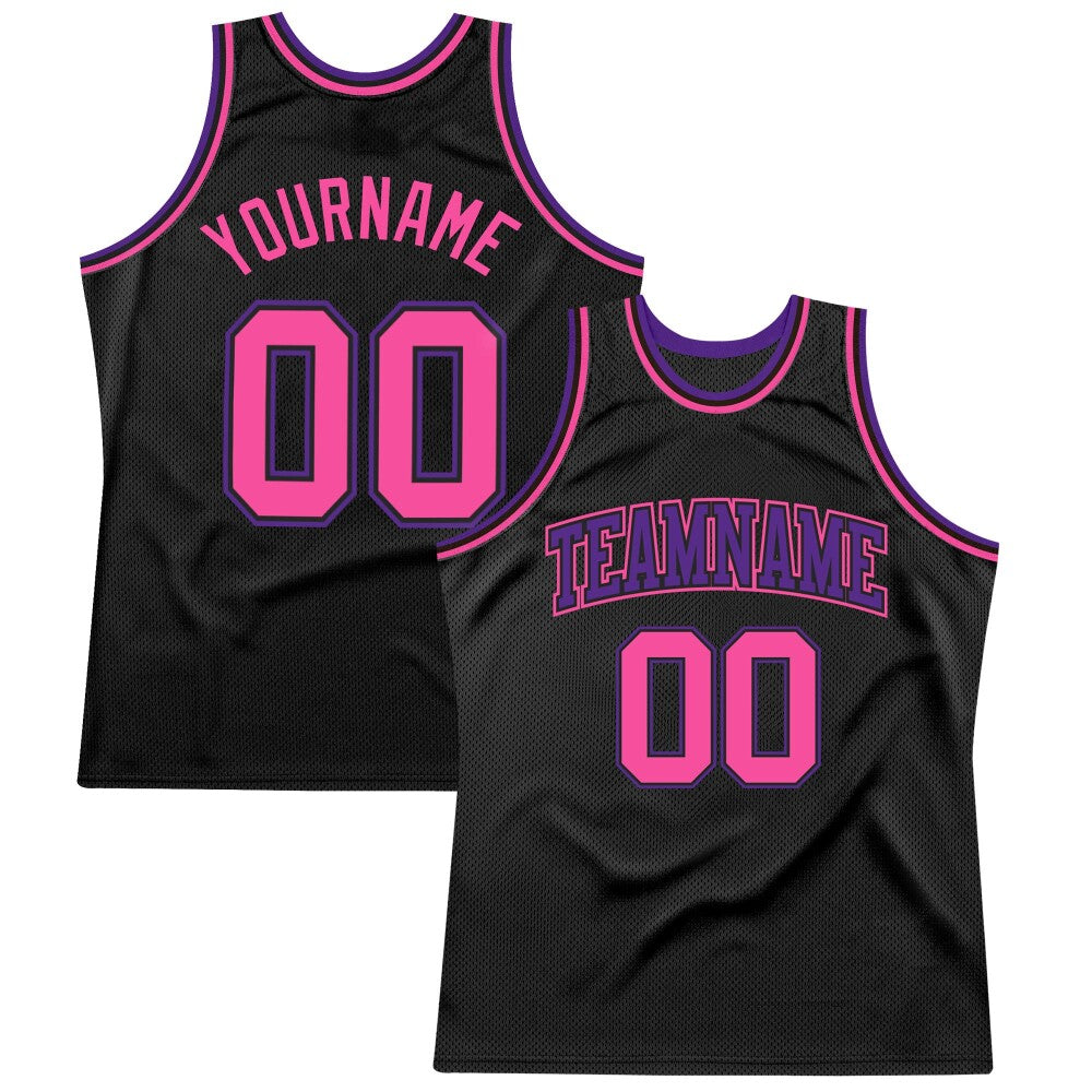 Custom Black Pink-Purple High-quality Throwback Basketball Jersey