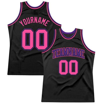 Custom Black Pink-Purple High-quality Throwback Basketball Jersey