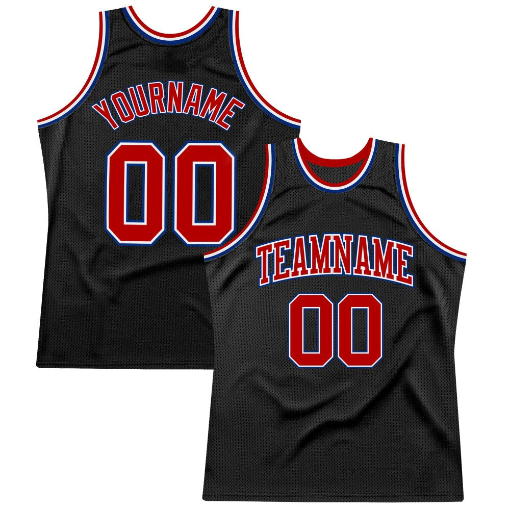 Custom Black Red-Royal High-quality Throwback Basketball Jersey