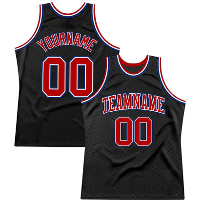 Custom Black Red-Royal High-quality Throwback Basketball Jersey