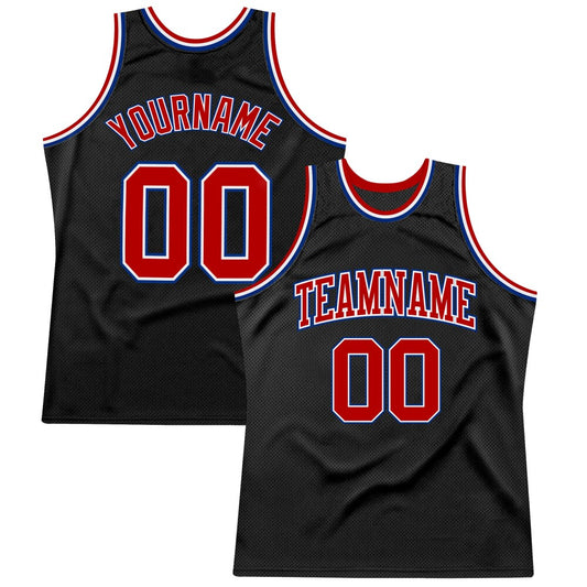 Custom Black Red-Royal High-quality Throwback Basketball Jersey