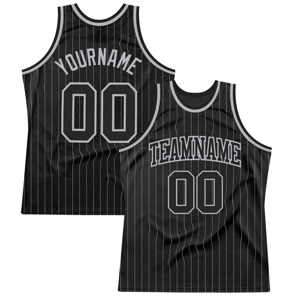 Custom Black Gray Pinstripe Black-Gray High-quality Basketball Jersey
