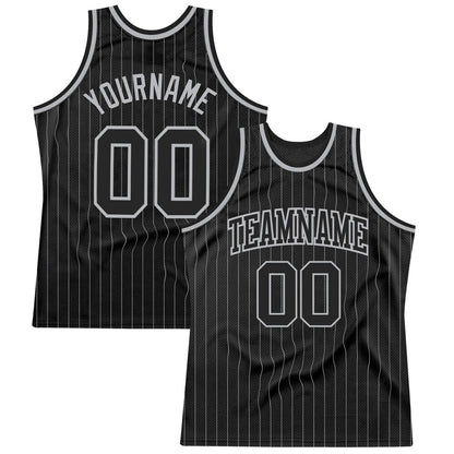 Custom Black Gray Pinstripe Black-Gray High-quality Basketball Jersey