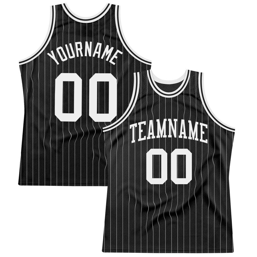 Custom Black White Pinstripe White High-quality Basketball Jersey