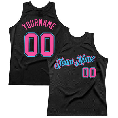 Custom Black Pink-Sky Blue High-quality Throwback Basketball Jersey