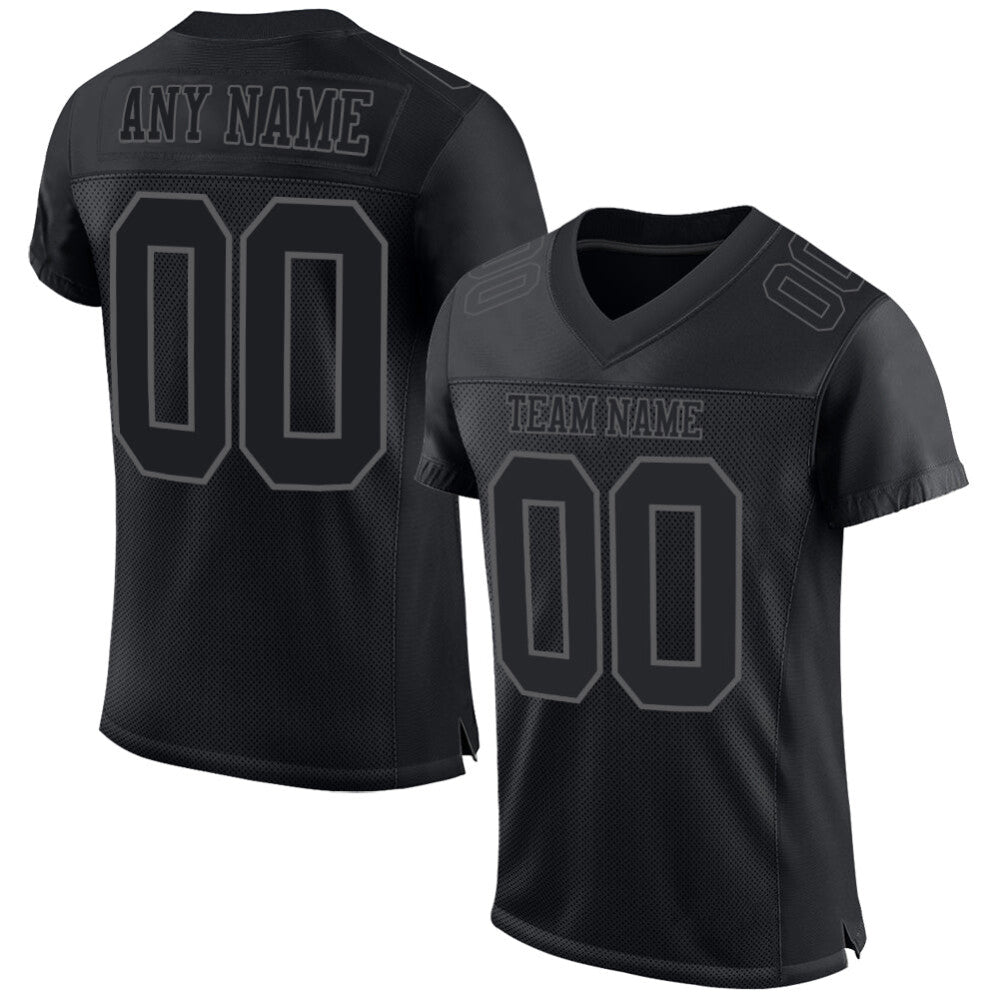 Custom Black Steel Gray Mesh High-quality Football Jersey