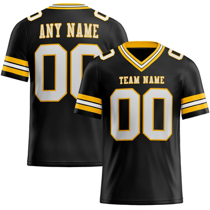 Custom Black White-Gold High-quality Football Jersey