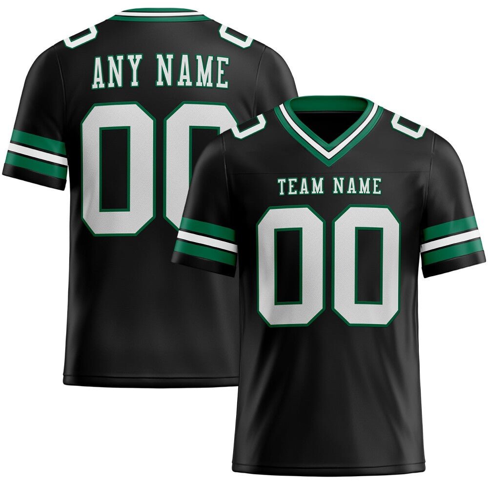 Custom Black White-Kelly Green High-quality Football Jersey