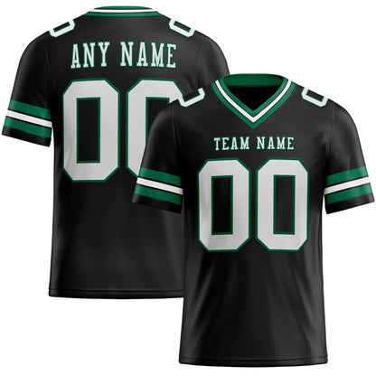 Custom Black White-Kelly Green High-quality Football Jersey