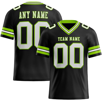 Custom Black White-Neon Green High-quality Football Jersey