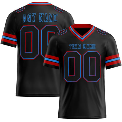 Custom Black Powder Blue-Red High-quality Football Jersey