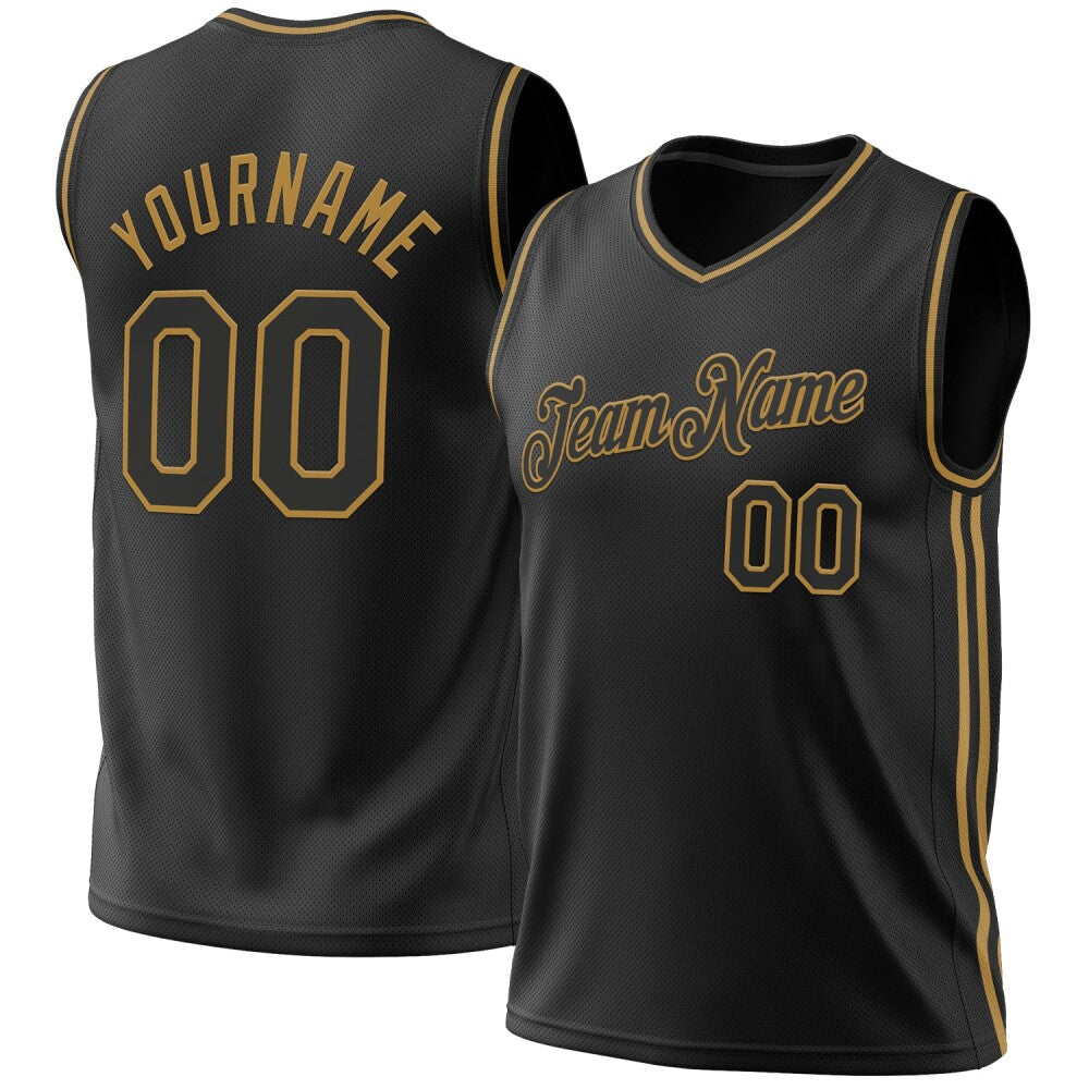 Custom Black Old Gold High-quality Throwback Basketball Jersey