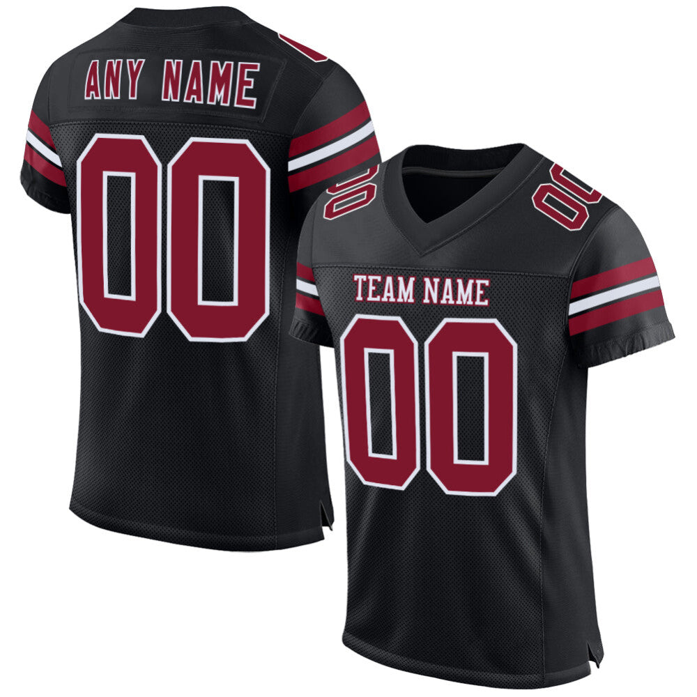 Custom Black Crimson-White Mesh High-quality Football Jersey