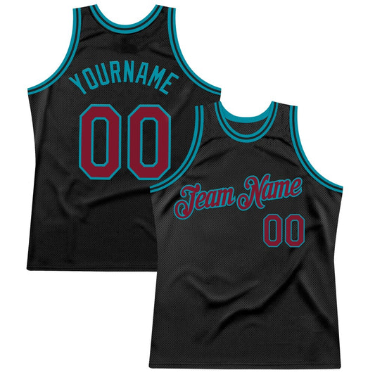Custom Black Crimson-Teal High-quality Throwback Basketball Jersey
