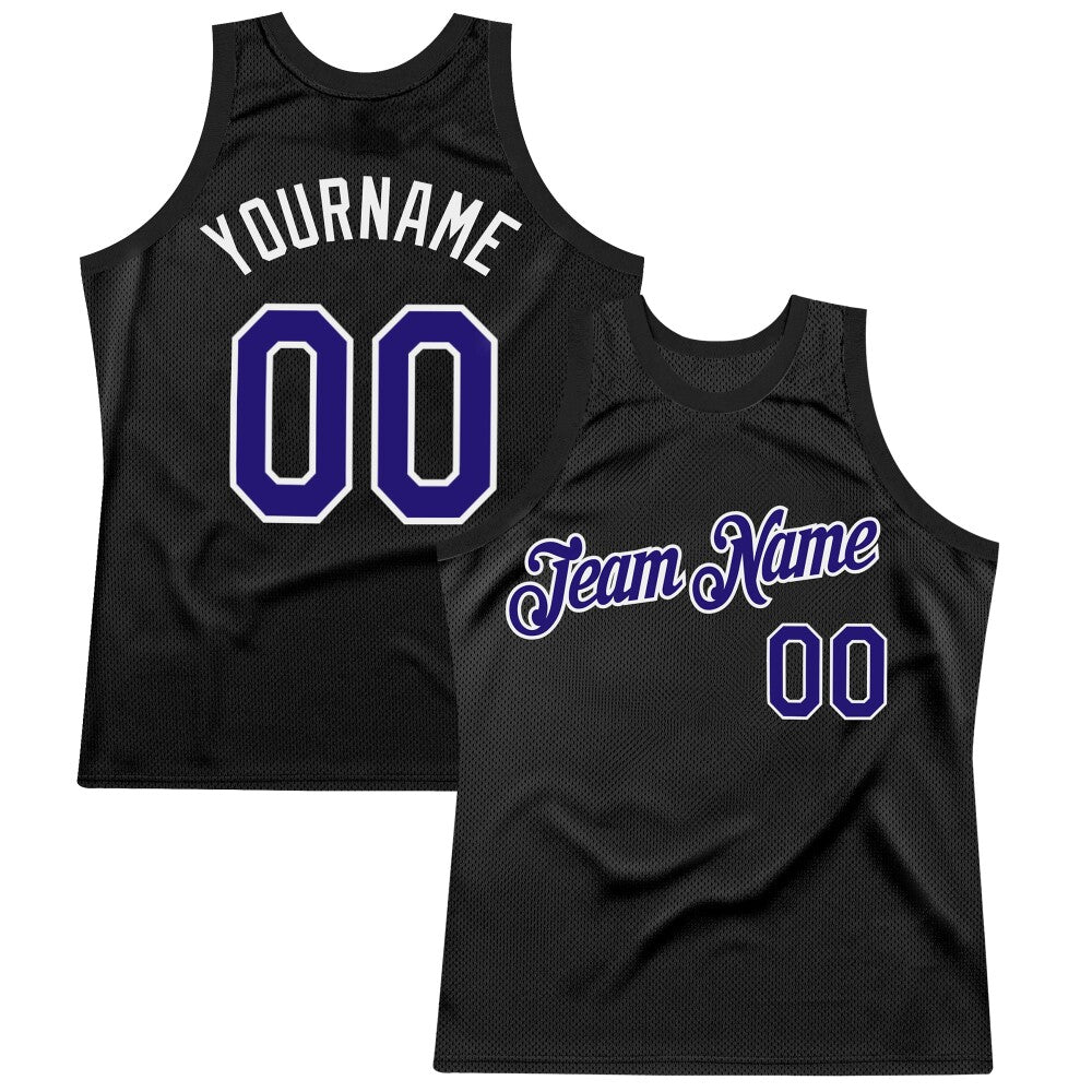 Custom Black Dark Purple-White High-quality Throwback Basketball Jersey
