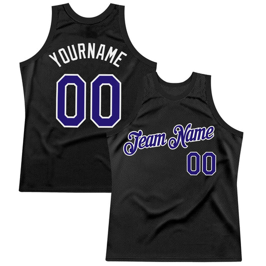 Custom Black Dark Purple-White High-quality Throwback Basketball Jersey